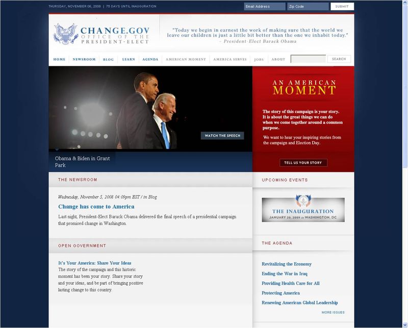 Change gov homepage