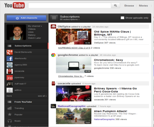 Youtube new homepage