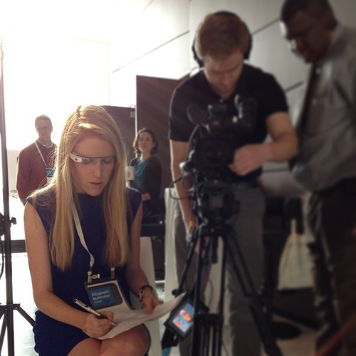 Do I look at the camera, her face, or the camera on her face? First time I did a Q&A with someone wearing Google Glass